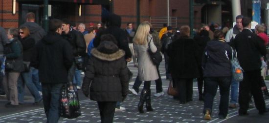 winter crowd, downtown Indianapolis