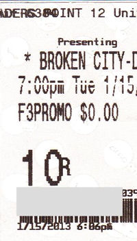 Broken City ticket stub