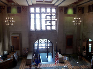 memorial union, chandeliers