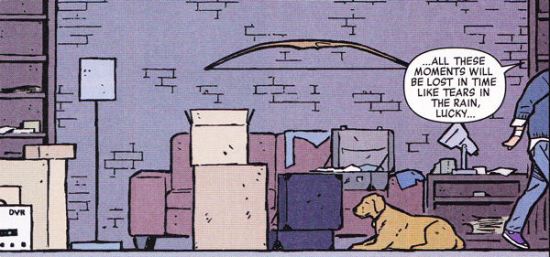 Hawkeye, Hawkguy, Lucky, Pizza Dog