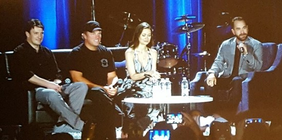 Poor photo of the Firefly Panel projected on a large screen.