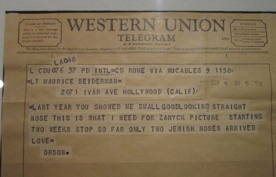 Orson Welles telegram!