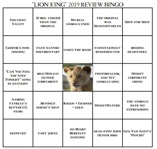 Lion King Review Bingo!