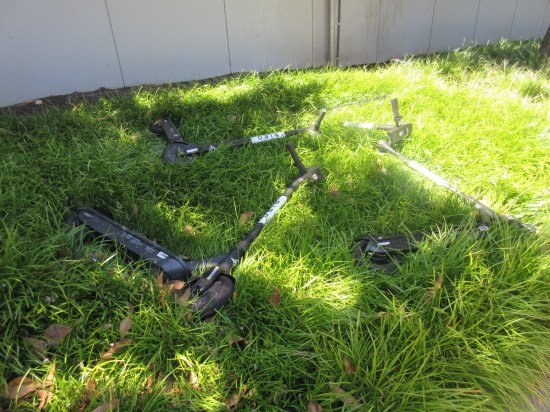 scooter grass pile!