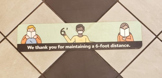 Barnes & Noble social distancing floor decal.