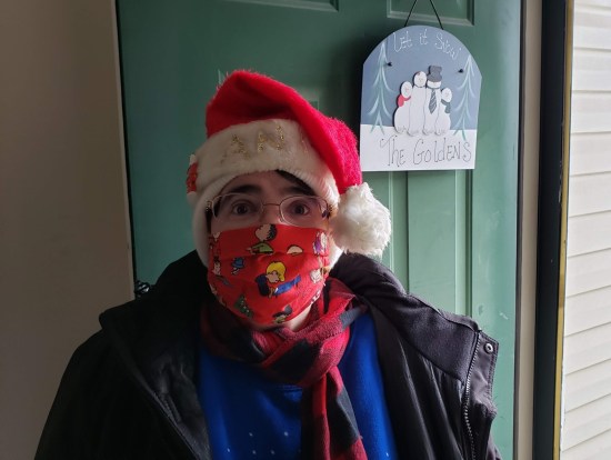 Anne dressed up for Christmas 2020.