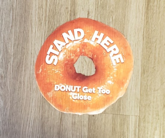 Donut Shop social distancing floor decal.