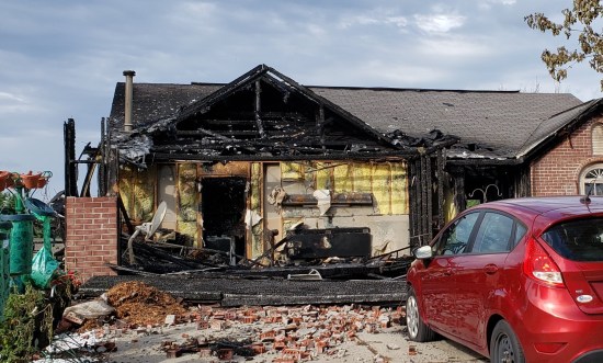 House after a fire.