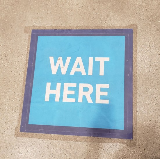 Lowes social distancing floor decal.