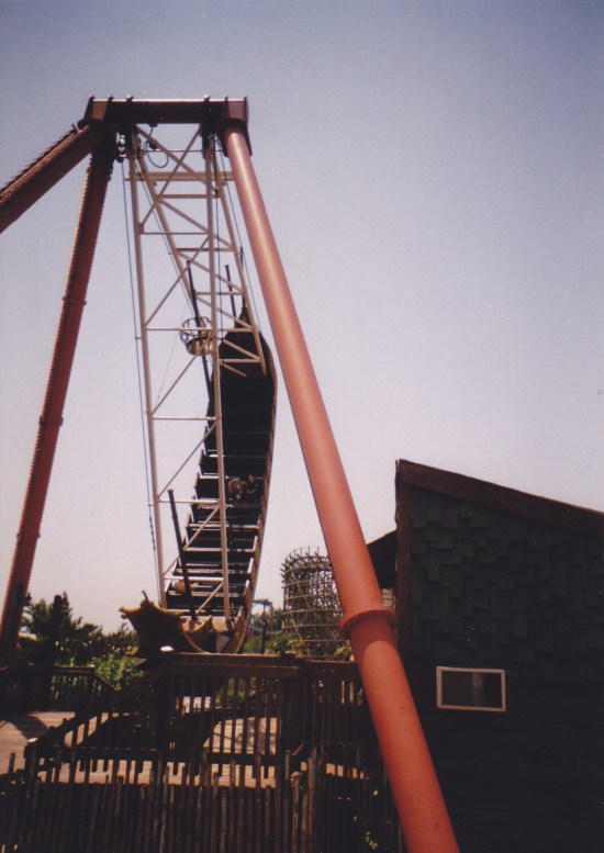 Viking ship ride rocking backward.