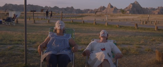 Frances McDormand and friend in "Nomadland"/