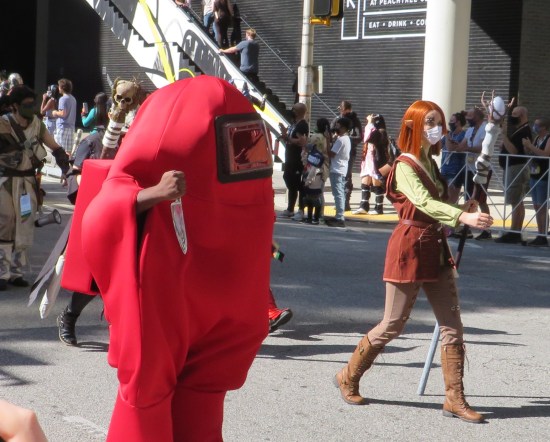 stabby red blob and elf cosplay?