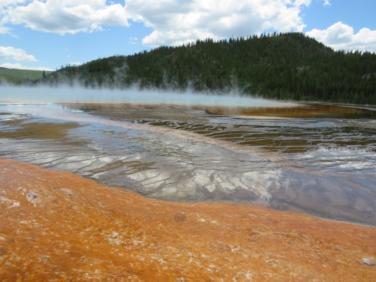 Grand Prismatic Spring steam reflections orange!