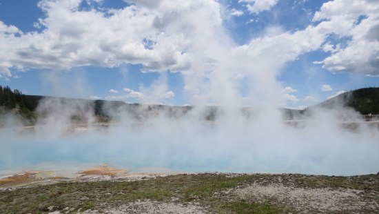 Grand Prismatic Spring wall of steam!