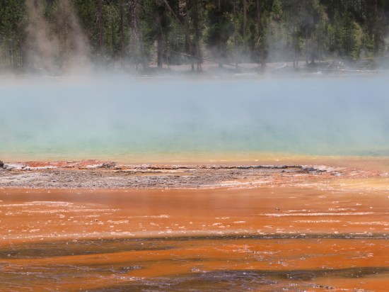Grand Prismatic Spring orange and steam!