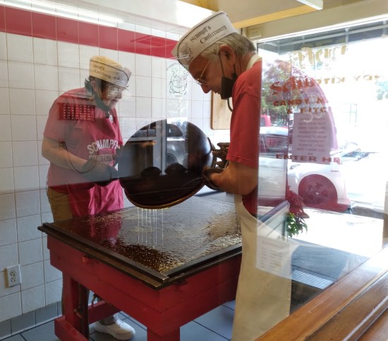 pouring lemon drop mix!