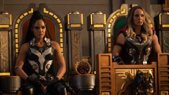 Tessa Thompson and Natalie Portman in "Thor Love and Thunder".