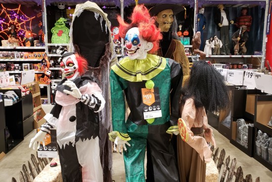 Lowe's Halloween decor 2022, mostly tall creepy things for the lawn.