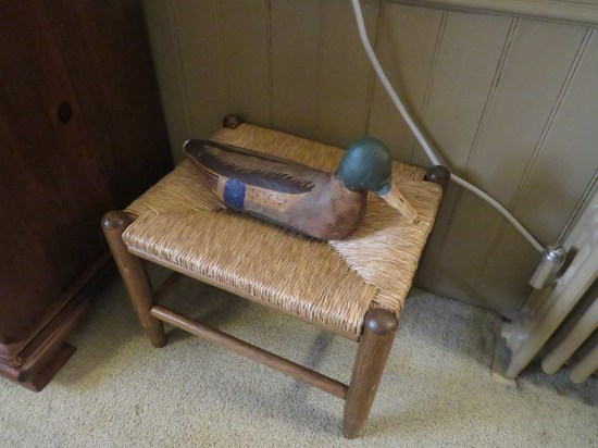 wooden duck on chair!