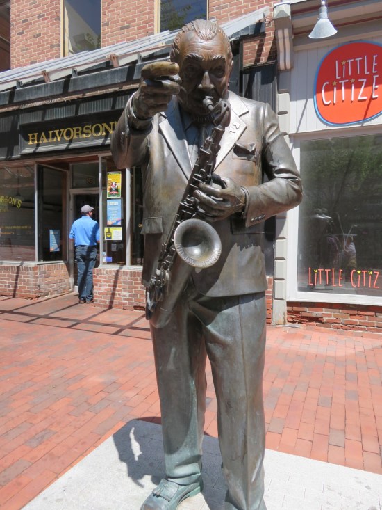 Big Joe Burrell statue in Burlington, Vermont