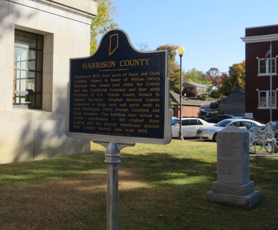 Harrison County historical marker, recounting what I just got done paraphrasing.