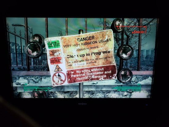 "Radiation Warning" sign in Fallout 3.
