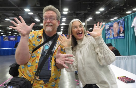 Me doing jazz hands with actress Amanda Pays.