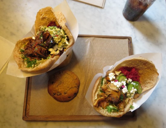 Two Brassica pitas and a cookie.