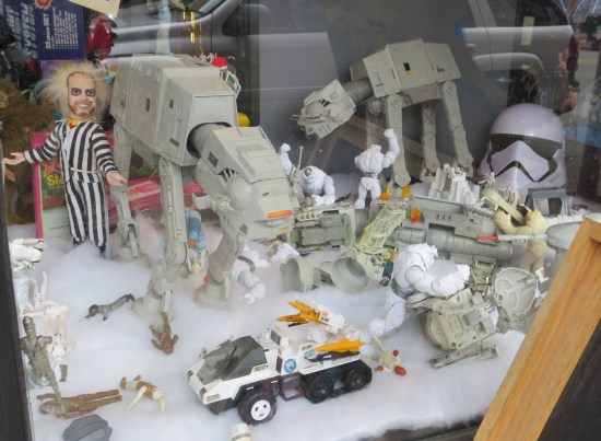 Star Wars battle in a Hoth diorama.