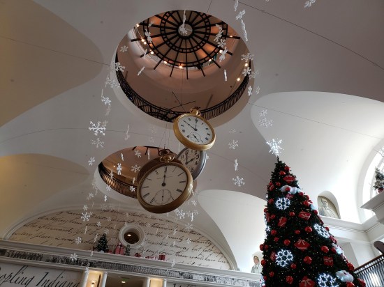 Giant watches hanging from ceiling.