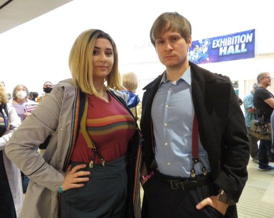 Cosplayers: the Thirteenth Doctor and Captain Jack Harkness.