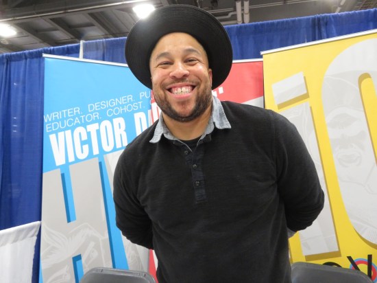 Victor Dandridge at his table.