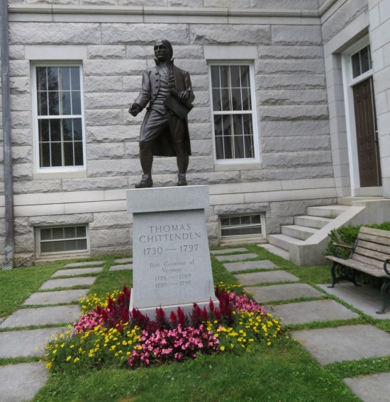 Thomas Chittenden statue on Vermont State House front lawn.