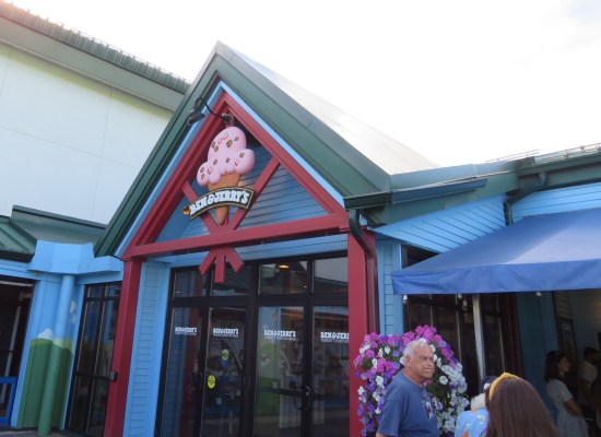 A Ben & Jerry logo above the front door.