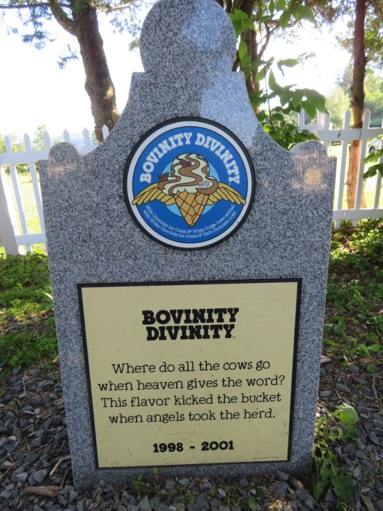 "Bovinity Divinity" ice cream tombstone