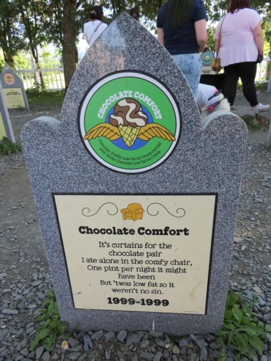 Chocolate Comfort ice cream tombstone