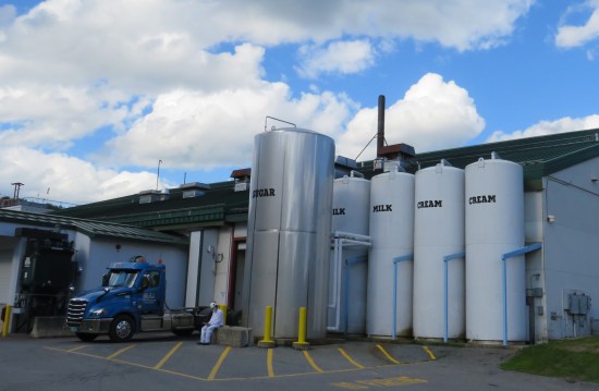 Liquid storage tanks labeled MILK, CREAM, and SUGAR.