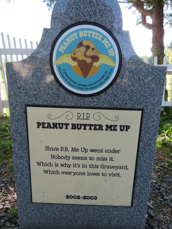 "Peanut Butter Me Up" ice cream tombstone