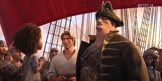 Jared Harris as an old-timey ship's captain, benignly judging a li'l Black girl stowaway.