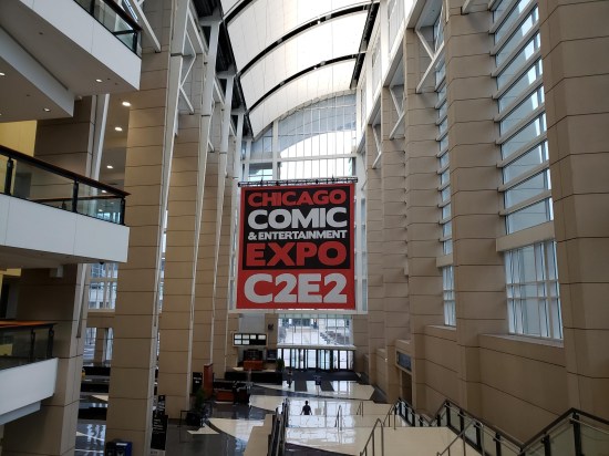 Large C2E2 ceiling sign that hangs above us every year.
