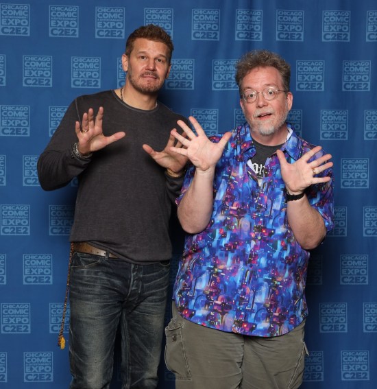Me with David Boreanaz, both doing jazz hands.