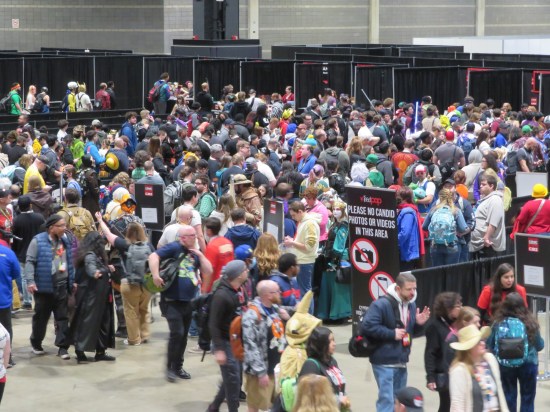 Hundreds of people, maybe more, waiting for their turn at celebrity photos.