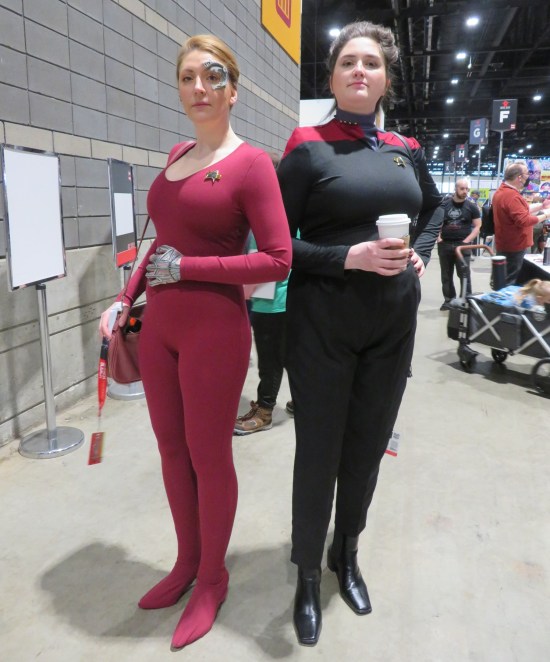 cosplay: Seven of Nine and Captain Kathryn Janeway from TV's Star Trek: Voyager.