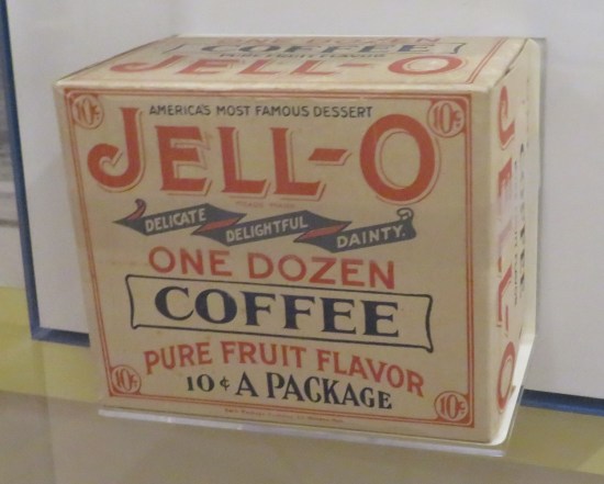 A box of Jell-O fruit-flavored coffee that looks like it was sold only by elderly apothecaries.