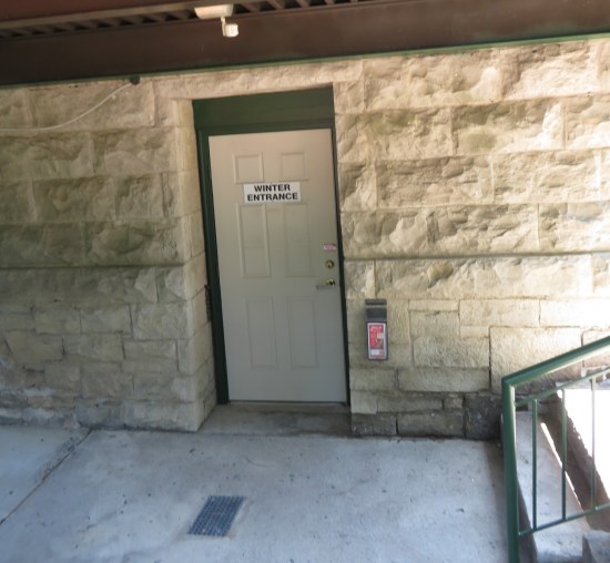 A door under the balcony labeled "Winter Entrance".