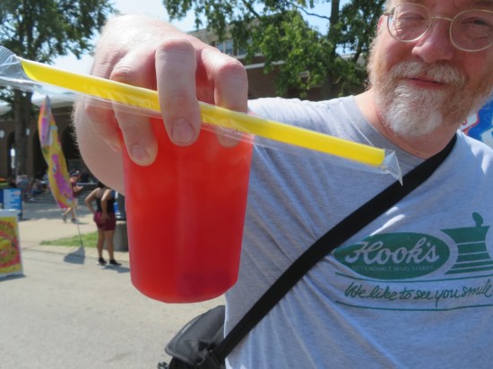 Me holding up a large Cherry Lemonade Twister.