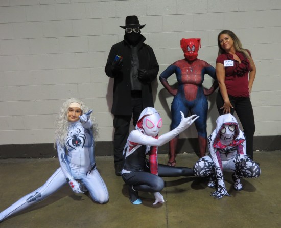 Five Soider-related costumes, see caption.