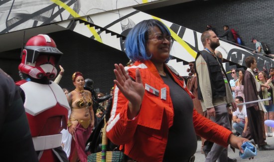 two obscure Star Wars characters, plus in the background are Slave Leia, Han Solo and a Jedi.