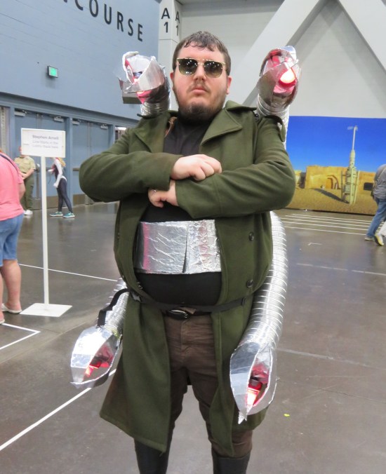 cosplay: Dr. Octopus with four extra metal tentacle arms.