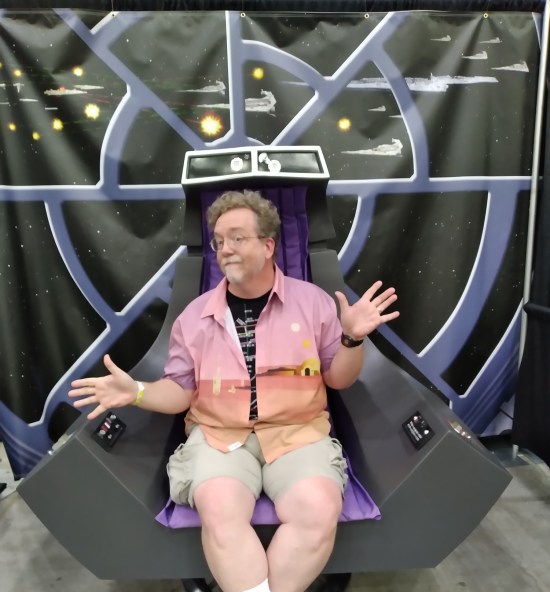 me doing jazz hands while seated in Palpatine throne!